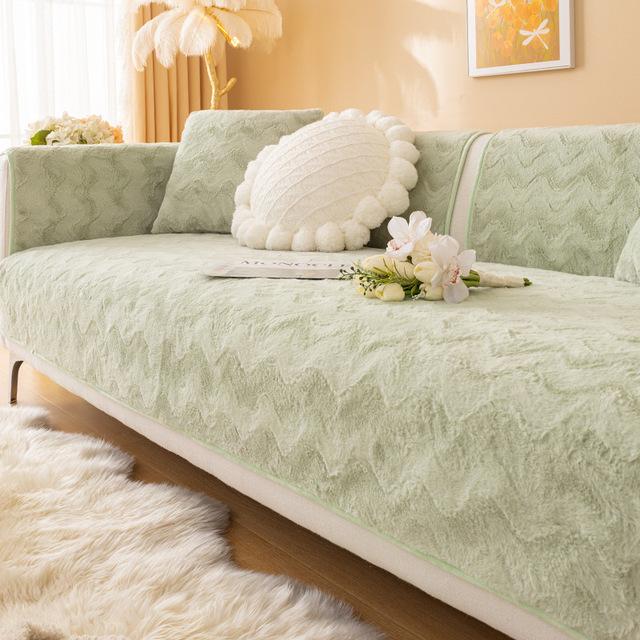 Faux Rabbit Fur Sofa Cover Non -Slip Plush Velvet L Shape Couch Slipcover Furniture Protector Sofa Chaise Cover Lounge