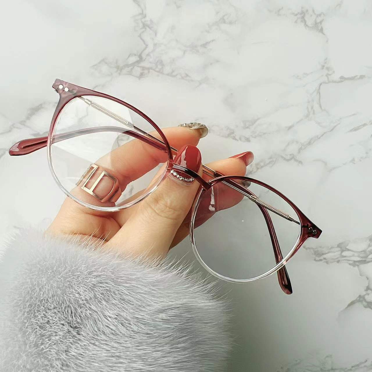 

Очки против синего света Tide Oval Student Flat Glasses с близорукостью Очки Male Degree Generation no degree anti-blue glasses