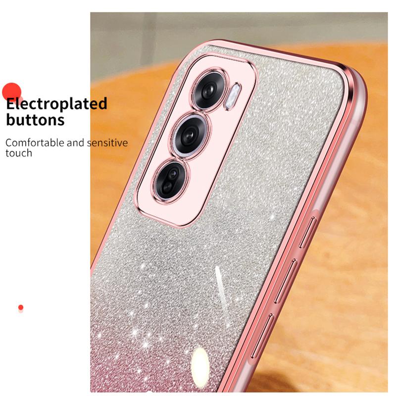 KEYSION Luxury Plating Glitter Phone Case for OPPO Reno12 Pro 5G Transparent Soft TPU Shockproof Back Cover for OPPO Reno12 5G