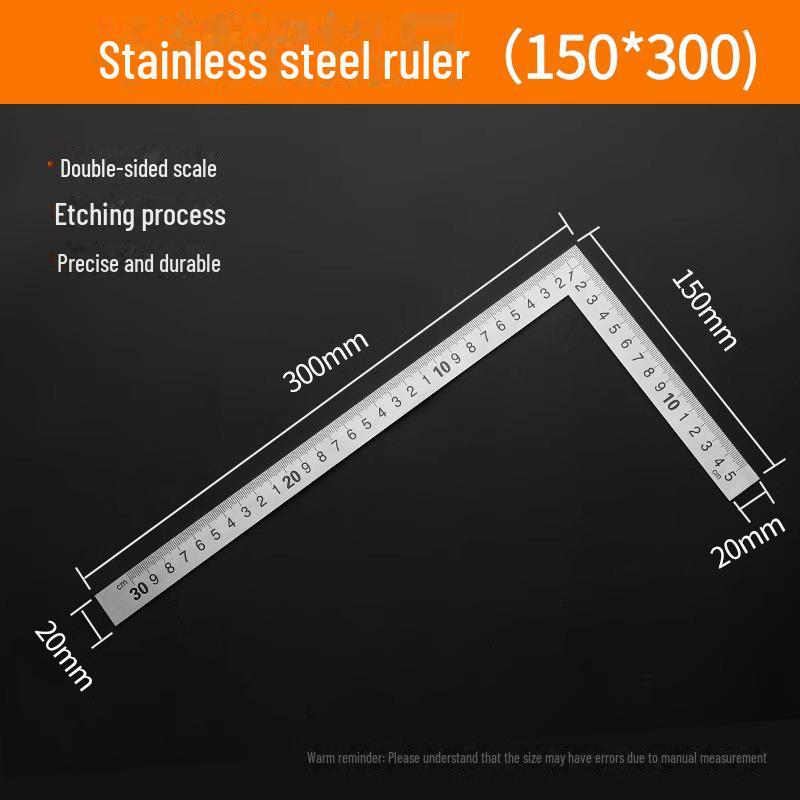 90° Aluminiumlegierung Edelstahl Winkelmesser - L-Form, Verdickt 300mm für Holzbearbeitung