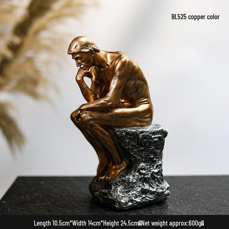 European Thinker Resin Sculpture: Creative Home & Office Bookshelf Decoration