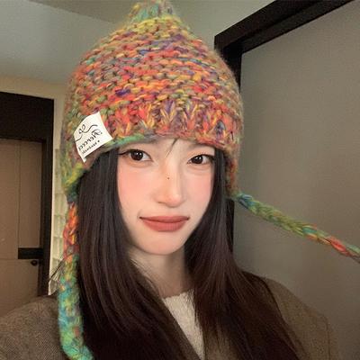 Cute Baotou Woolen Hat for Women Large Head Circumference  Fashionable  Versatile  Warm  Sweet  and Showy Small Knitted Hat
