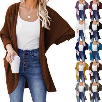 Cardigan Long Confortable de Couleur pour Femme Chemise Longue Châle Veste