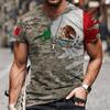 Vintage T Shirt For Men Mexico Flag Print Eagles Pattern Tshirt For Men Casual Short Sleeve Tee Tops Oversized Men Clothing