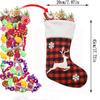 Christmas Stocking Fireplace Decor Christmas Gift Fun Tree Snowflake Red White Plaid Sock Boots Fireplace Home Decoration