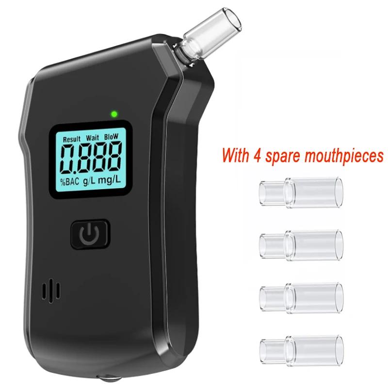 Portable Digital Alcohol Breath Tester LCD Display Breathalyzer Detector Blowing Detection Drunk Driving with 5 Mouthpieces