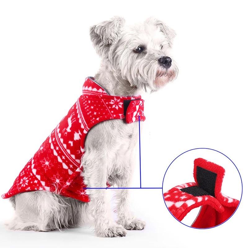 Christmas Pet Jacket Double Layers Winter Warm Fleece Dog Clothes Pet Clothes for Small Medium Dogs French Bulldog Teddy Coats