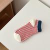 Color-blocking Striped Boat Socks Women's Thin Cotton Socks Comfortable and Breathable Shallow Mouth Invisible Short Socks Simple and Elegant