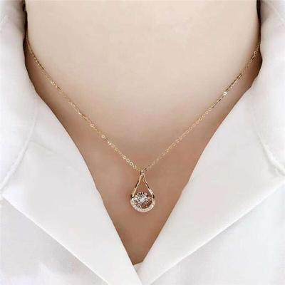 Fine Teardrop Shape Pendant Necklaces With Dazzling Tiny Round Cut For Women Cubic Zirconia Jewelry AccessoriesTrendy Pendant