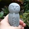 Jizo Statue Dekorativ Langlebig Harz Grau Kleiner Buddha Skulptur für Außendekoration