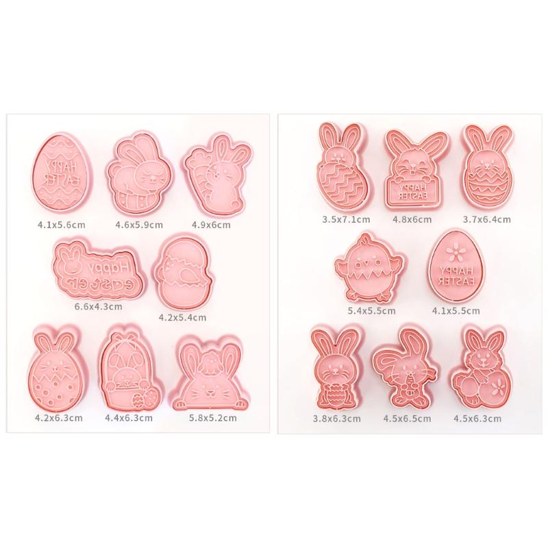 16Pcs/set Rabbit Easter Egg Cookie Molds Household Diy Baking Tools Pastry Pressing Fondant Kitchen Cookie Mold