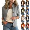 Women's Fashion Solid Color Collar Long Sleeve Button Pocket Jacket