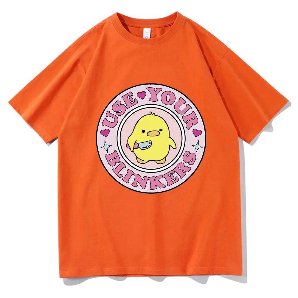 Anime Use Your Blinkers Funny Duck Meme Tričko Módní Oversized Ležérní 100% bavlna Tričko s krátkým rukávem Volné Kreslené tričko