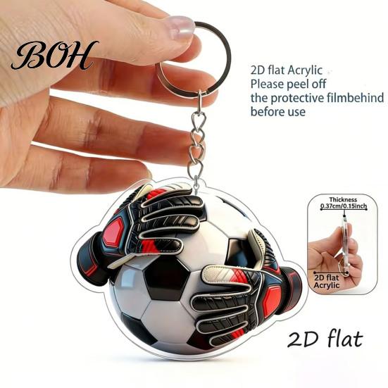 Soccer Fan Keychain Pendant, Football Goalkeeper Gloves Ball Design Key Chain, Glove Keyring Holder Realistic Sports Accessory for Fans Backpack