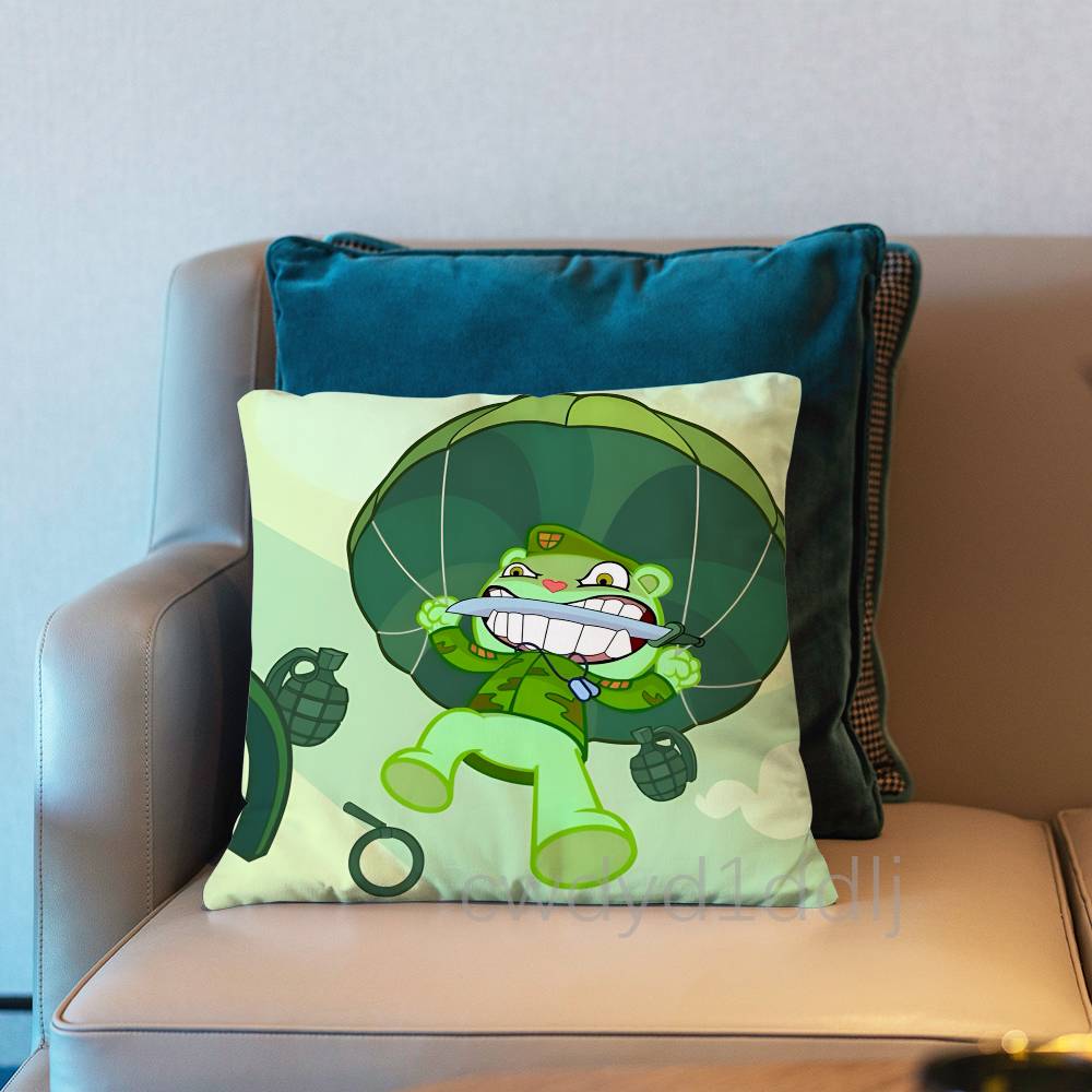 

H-Happy Tree Friends Flippy Pillow Case Cover Square Sofa With For Pattern Comfortable Cushion suitable Of Room 30cmx30cm
