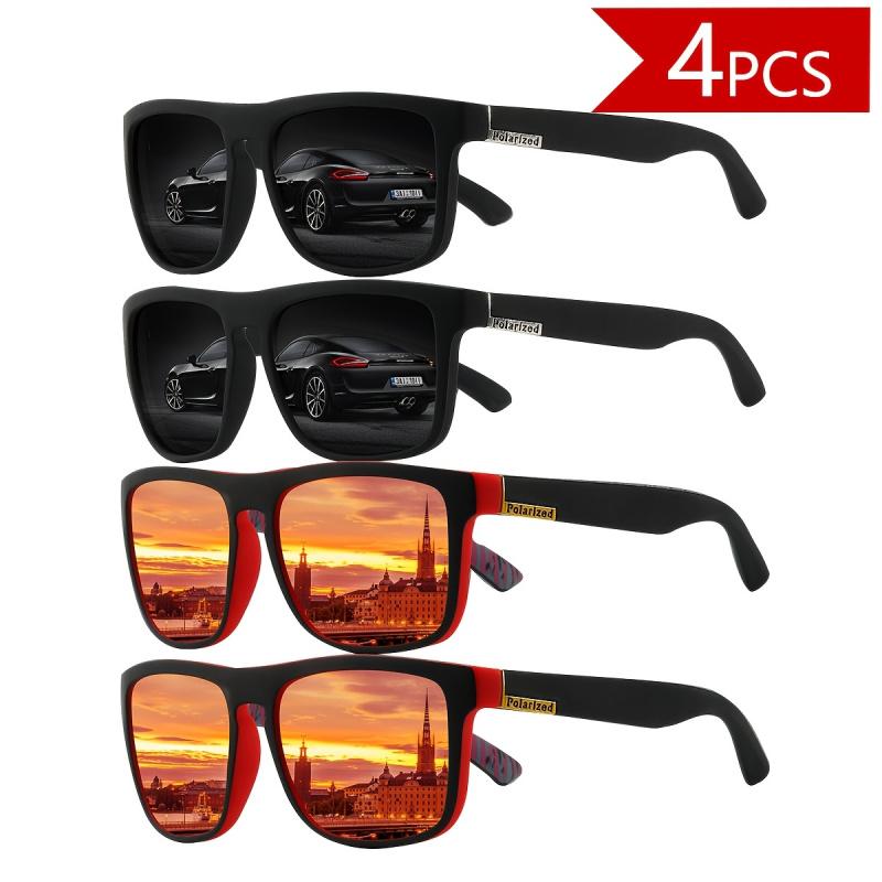 4pcs Unisex Classic Fashion Eyeglasses Sports Style Vintage Square Design Colorful Tinted Frame Durable PC Frame and Metal Hinge