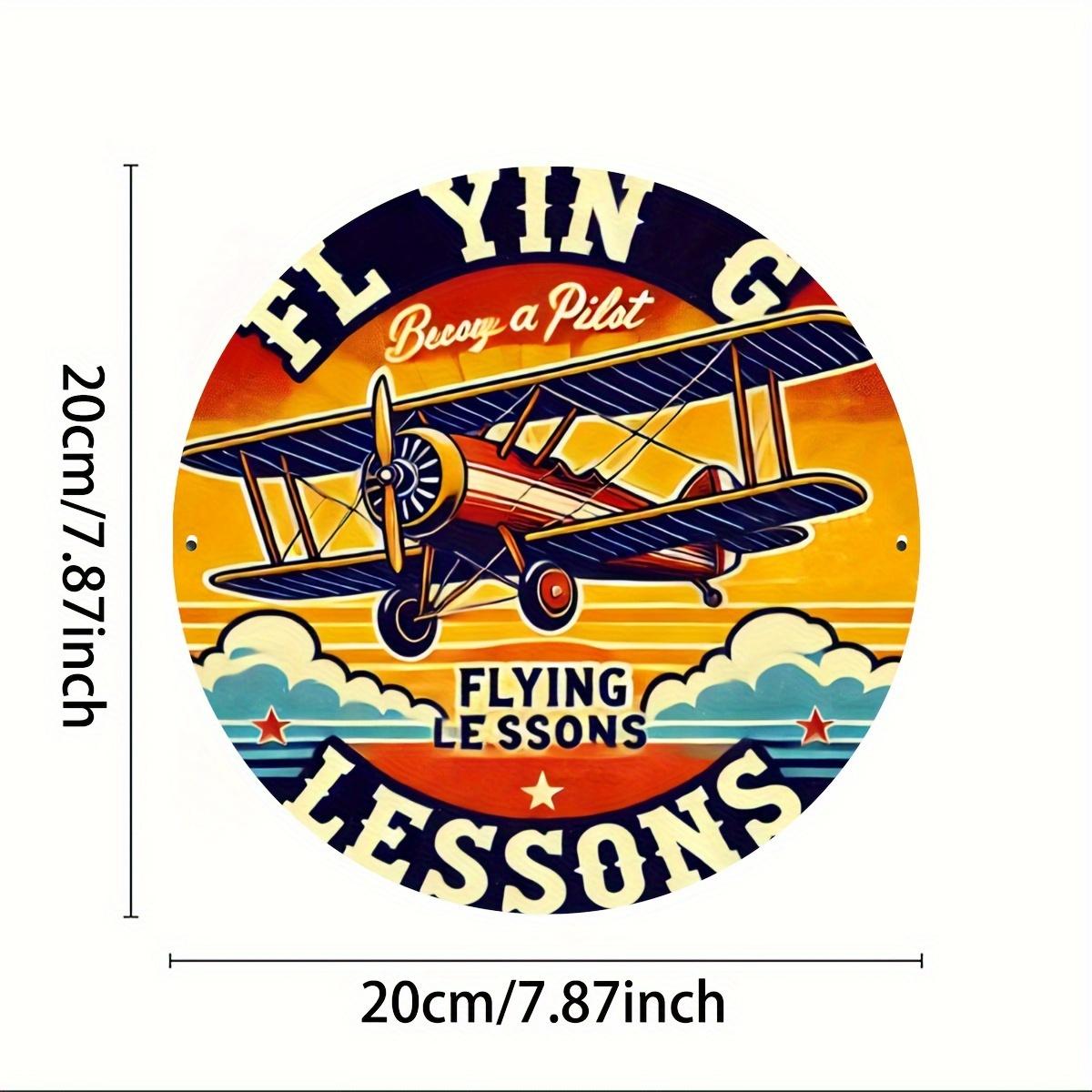 Flight Lessons X Inch Round Aluminum Sign Perfect For Flight Schools Pilot Training Gifts Durable Aviation Aluminum 20x20cm(8x8inch)