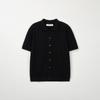 Nodu Collar Cable Viscose Short Sleeve Cardigan [Black]