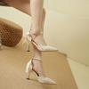 Elegant French Pearl Small High Heels Women's Pointed Toe Shoes New 2024 Autumn Fresh Style Single Shoes Bow Decoration