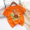 Kids Girl Cute Polyester T-shirt Summer Clothing Cartoon Capybara Printed Tee Children Short Sleeve Tops T Shirt Clothes Gift 2026