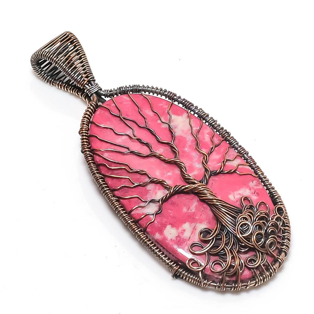 Thulit Anhänger, 999 Kupferdraht Wicklung Anhänger Edelstein Schmuck, Handgefertigter Anhänger Erstaunlicher Schmuck, Geschenk Für Sie