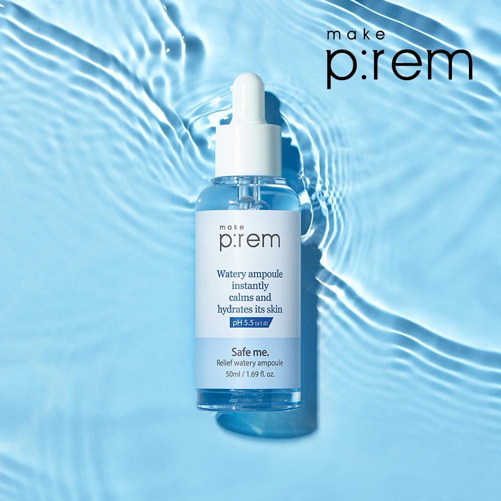 Makeprem Safe Me Watery Ampoule 50ml + Random (10ml tube + 2 sheets)