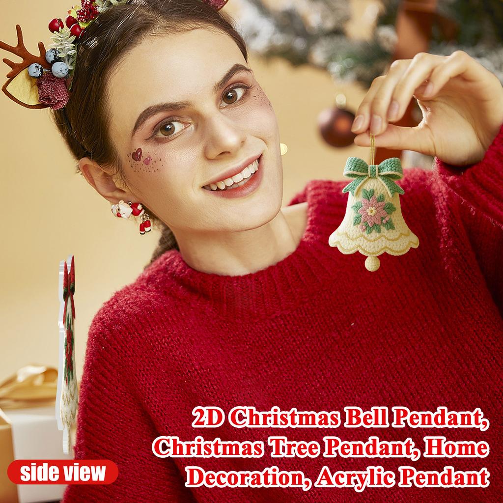 2D Christmas Bell Pendant, Christmas Tree Pendant, Home Decoration, Acrylic Pendant