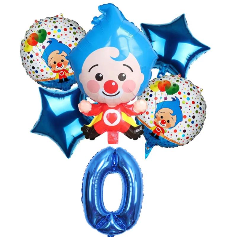 

6 шт./компл. Мультяшный клоун Плим Плип Фольгированные шары Детские украшения для дня рождения Детские игрушки Шары