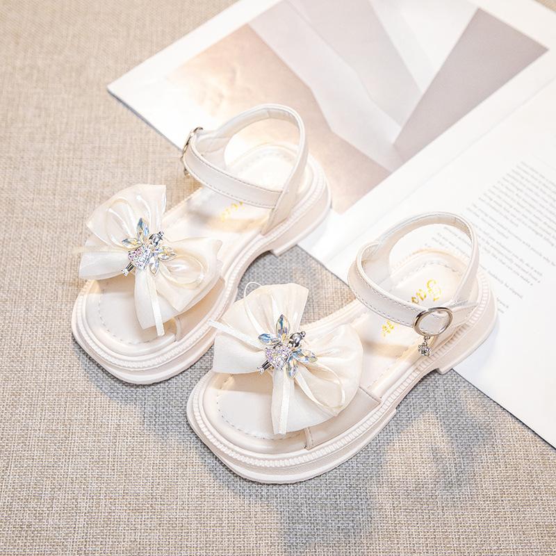

Girls sandals 2025 summer new children s cute rhinestone bow Velcro princess sandals baby shoes 26-30 yards FCL shot 50 pairs