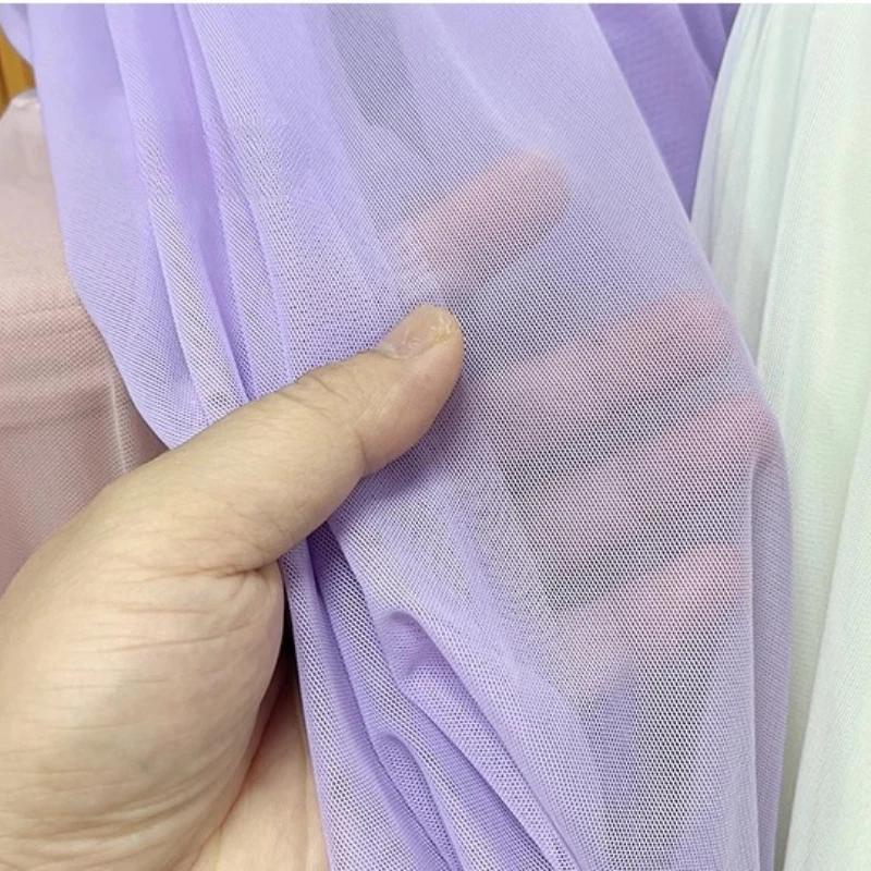 Wide 150cm Nylon Mesh Fabric Spandex High Elastic Dense Black White for DIY Sewing Lace Shirt Stockings