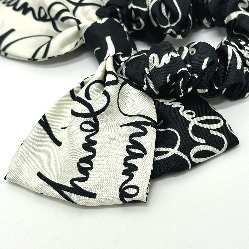 Chanel All-over Print Monochrome Ribbon Hair Accessories Scrunchie Unused