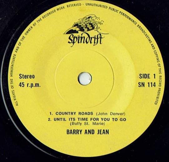 7inch Record BARRY & JEAN - Country Roads SN114 Spindrift - UK Pop Used