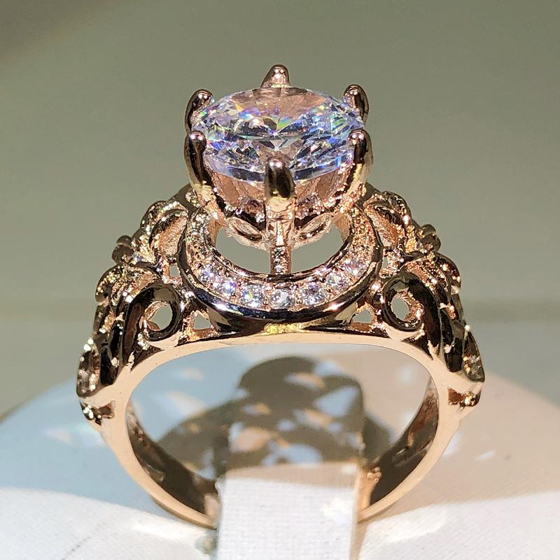 

Модное женское коктейльное кольцо с цветком розового золота, цветное кольцо с кубическим цирконом, брендовое украшение для женщин, ювелирные изделия 10