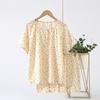 Cotton Yarn Pajamas Women's Summer Round Neck Short-sleeved Shorts Pullover Shoulder Plug Sweet Summer Thin Cotton Loungewear Set