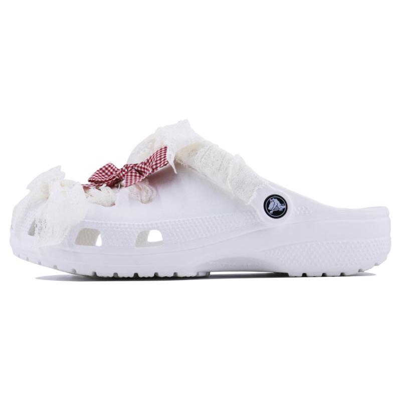 Crocs Classic clog Lace Puppy SDS EVA Stylish and Versatile Hole Shoes Unisex White