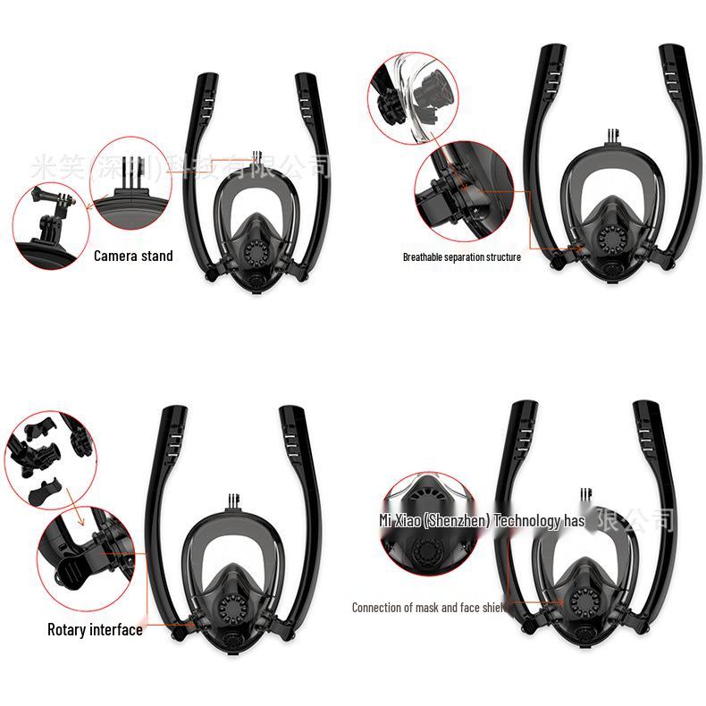 Full Dry Adult & Children's Anti-Fog Snorkeling Mask Compatible with GOPRO