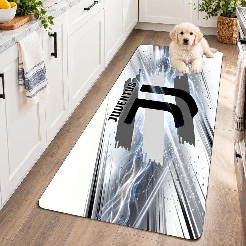Flannel Kitchen Mat Juventus FC Soft Area Rug Non Slip Floor Carpet Home Decoration