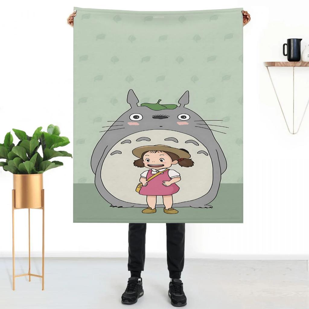 Fluffy Anime Totoro Throw Blanket for Sofa Knee Soft Luxury Home Decor Throws Cute Childrens Garden Bed Blankets