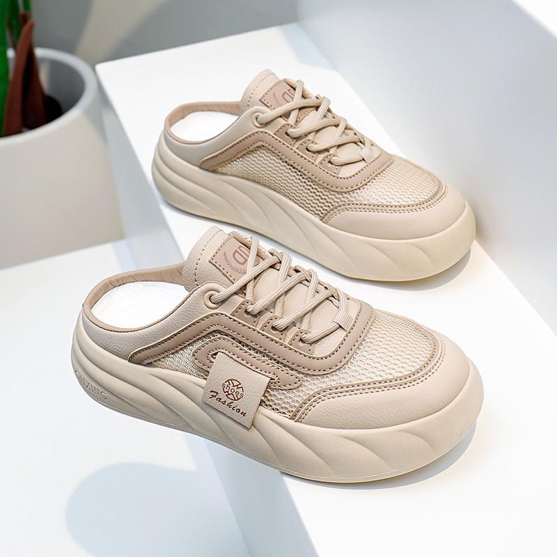 Baotou Half Slippers Women's Summer New Hollow Mesh Single Shoes Without Heel Sneakers