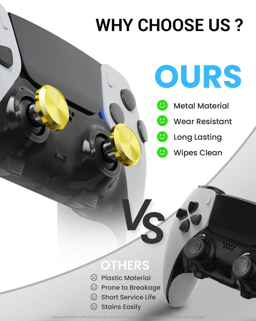 CHARM FOCUS PS5 DualSense Compatible Metal Thumbstick Back Paddle Trigger Button Replacement Parts &