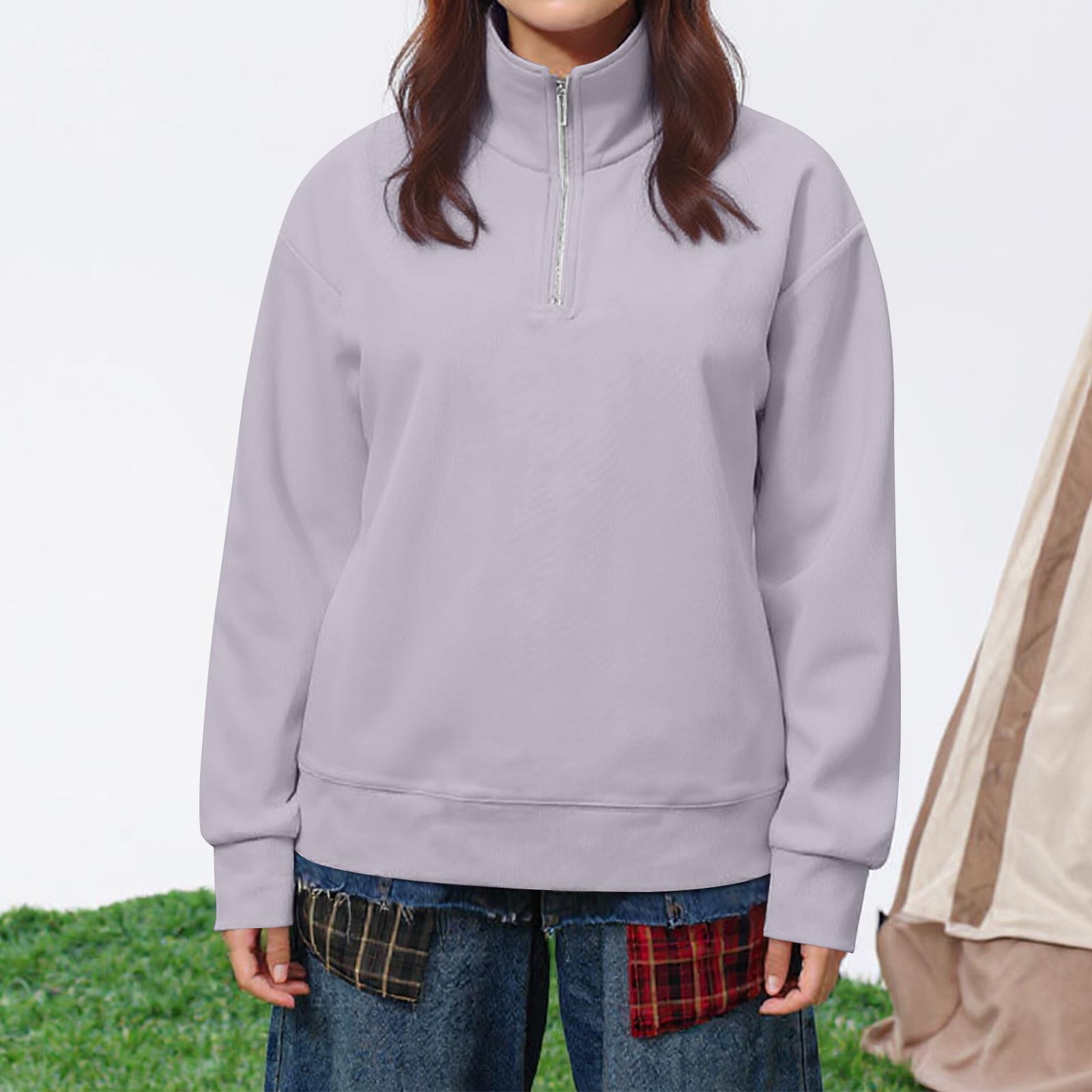 

Женский модный и повседневный однотонный топ с длинным рукавом и воротником-стойкой L