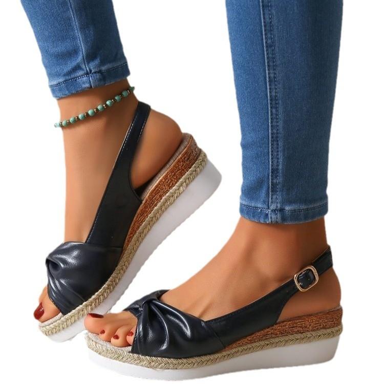 New Wedge Heel Sandals Large Size Wedge Heel Platform Casual Fish Mouth Sandals