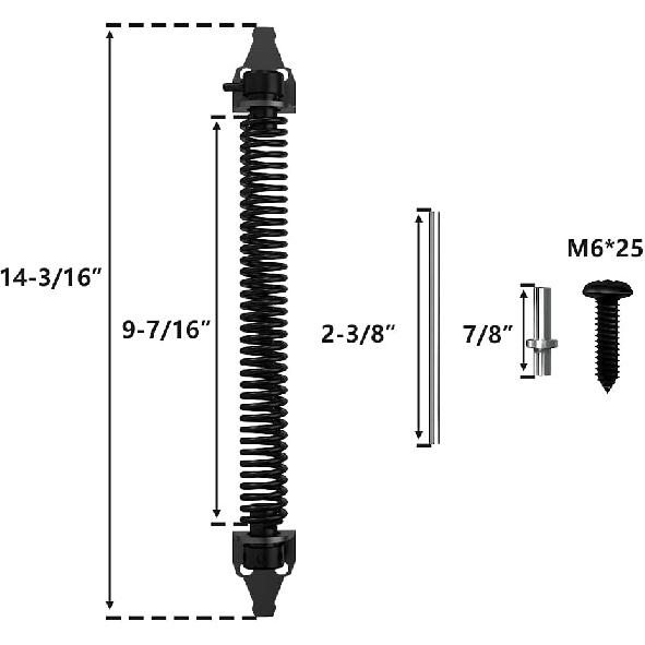 skysen 14" Fence gate Spring self Closing and Adjustable for Wooden or Vinyl Fence,Carbon Steel,Black(gate spring-14)