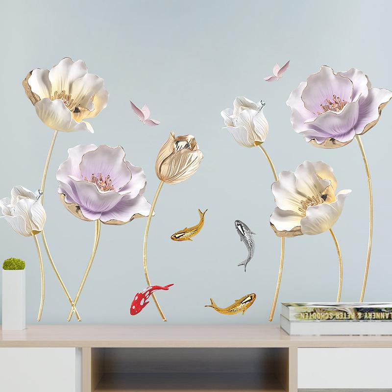 Tulip Wall Sticker 3D Butterfly Flower Stickers Removable Living Room Bedroom Bathroom Wallpaper Home Decor Decoration Posters
