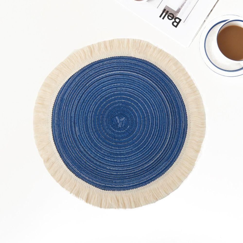 Nordic Style Dinner Placemat Washable Woven Cup Mat Vase Pad Round Ramie Placemat  Dining Table