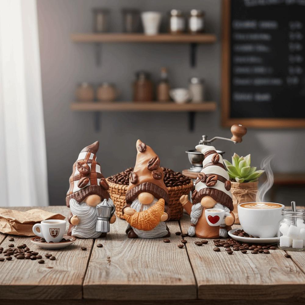 Resin Material Coffee Gnome Ornament Coffee Cup Resin Dwarf Handmade Gnome  Gift Giving