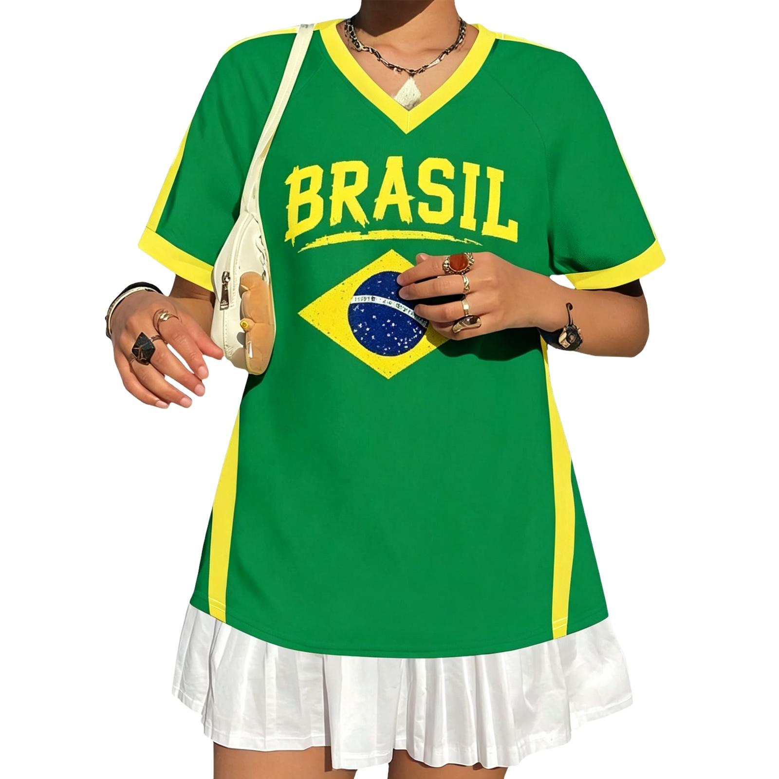 Women s V-Neck Short Sleeve Soccer Top | Mexico Fashion Top for Soccer Games, Casual Wear, Outdoor Sports L