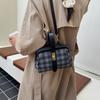 Retro Simple Handbag Women's Small Bag 2025 New Plaid Clip Bag Versatile Messenger Doctor Bag