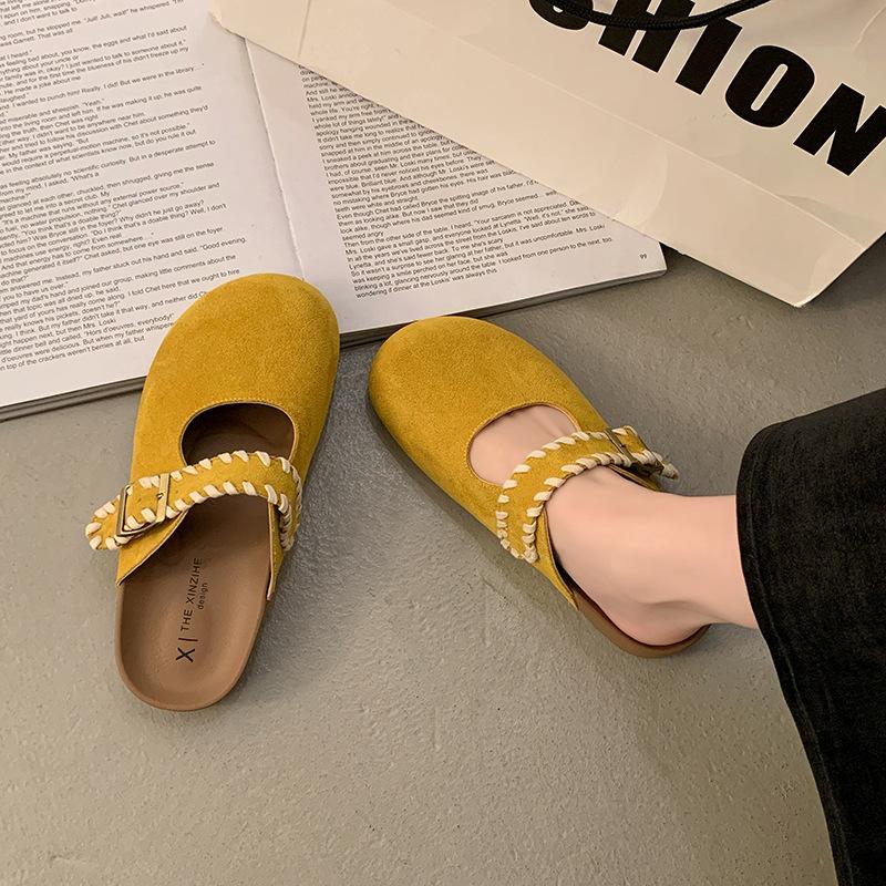 Thick-soled Toe Wrapped Half-slipper Women's Schabken Shoes One Foot Wearing Lazy Pregnant Women's Flip-flops