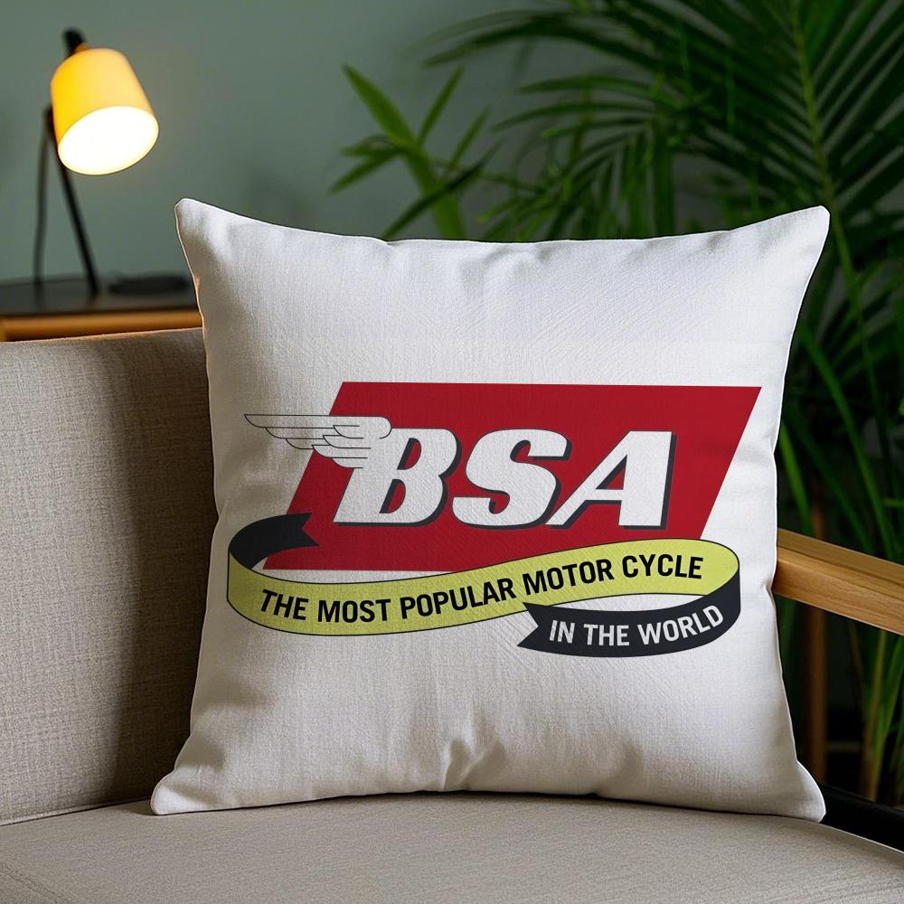 Moto B-Bsa Cushion Cover Plush Fabric Soft Double-Sided Printed Invisible Zipper Sofa Pillow Case Home Decor